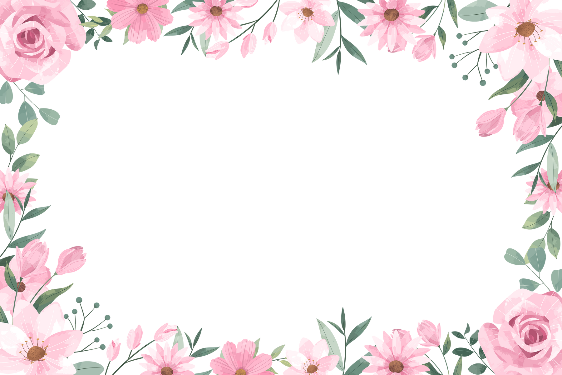 Pink Flower Frame Background